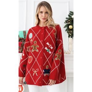 Chicwish CHEER CHRISTMAS GINGERBREAD BUTTONED KNIT CARDIGAN OVERSIZED L/XL NWT